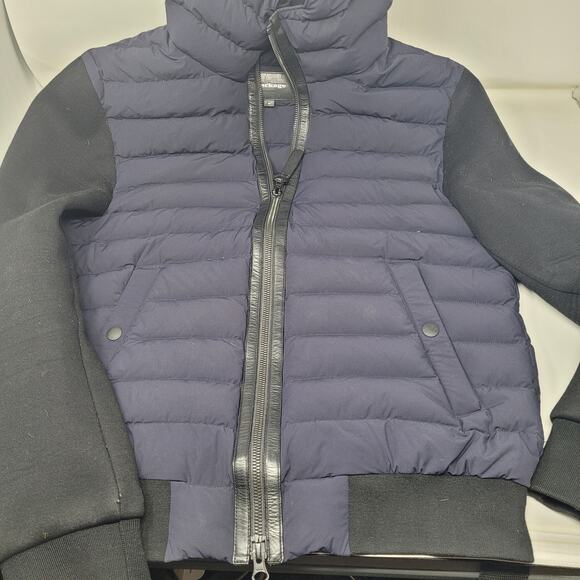 Mackage Down Puffer Jacket Mens 38 Medium Leather Trim Coat - Picture 9 of 11